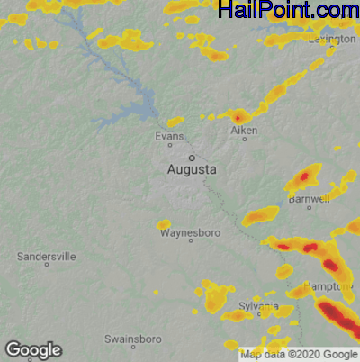 Hail Map for Augusta, GA Region on May 22, 2020