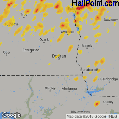 Hail Map for Dothan, AL Region on May 22, 2020