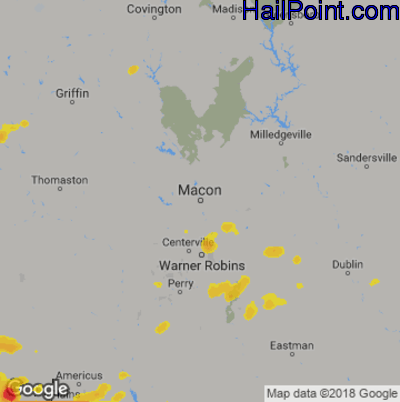 Hail Map for Macon, GA Region on May 22, 2020