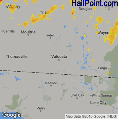 Hail Map for Valdosta, GA Region on May 22, 2020