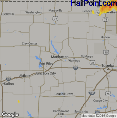 Hail Map for Mahhattan, KS Region on May 23, 2020