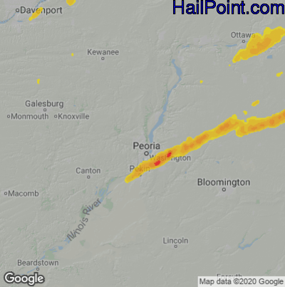 Hail Map for Peoria, IL Region on May 23, 2020