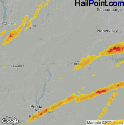 Hail Map for Peru, IL Region on May 23, 2020