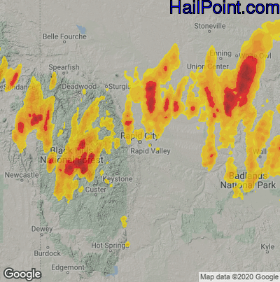 Hail Map for Rapid City, SD Region on May 23, 2020