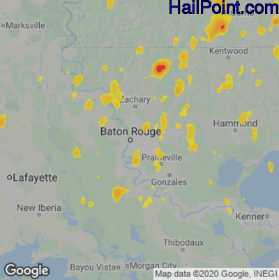Hail Map for Baton Rouge, LA Region on May 23, 2020