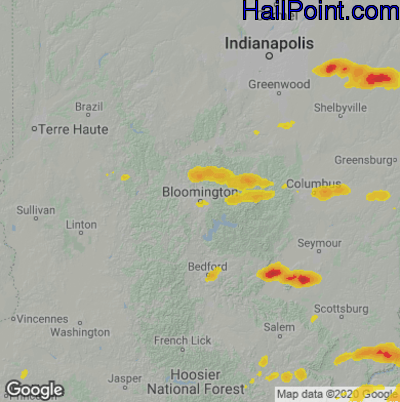 Hail Map for Bloomington, IN Region on May 23, 2020 