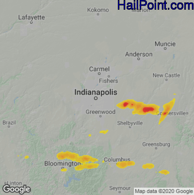 Hail Map for Indianapolis, IN Region on May 23, 2020
