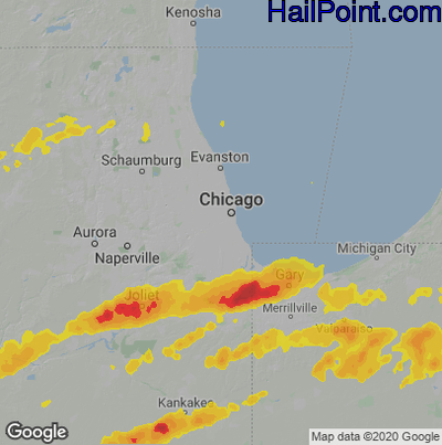Hail Map for Chicago, IL Region on May 23, 2020 