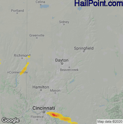Hail Map for Dayton, OH Region on May 23, 2020