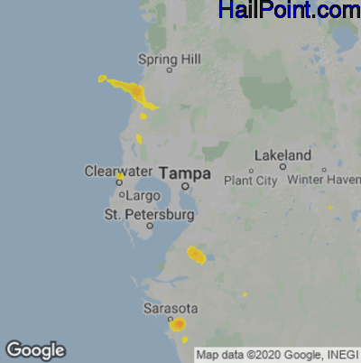 Hail Map for Tampa, FL Region on May 23, 2020