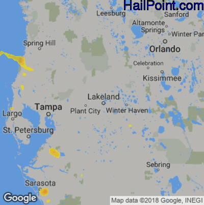 Hail Map for Lakeland, FL Region on May 23, 2020