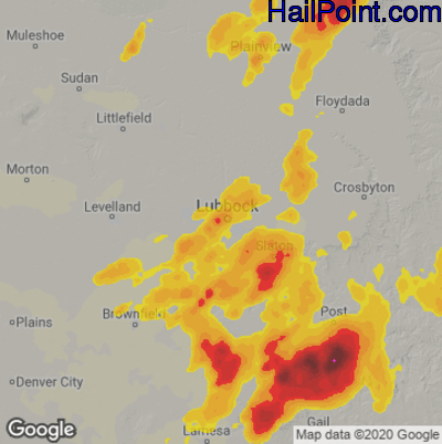 Hail Map for Lubbock, TX Region on May 23, 2020