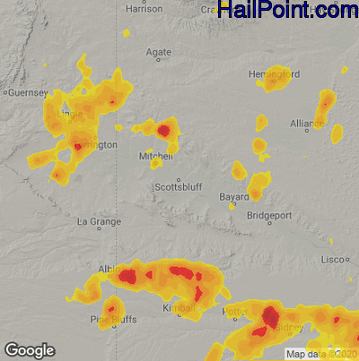 Hail Map for Scottsbluff, NE Region on May 23, 2020