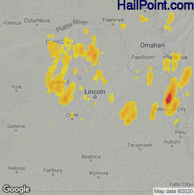 Hail Map for Lincoln, NE Region on May 24, 2020