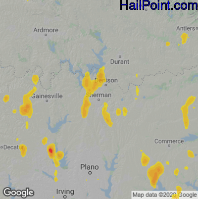 Hail Map for Sherman, TX Region on May 24, 2020