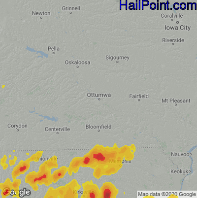Hail Map for Ottumwa, IA Region on May 24, 2020 