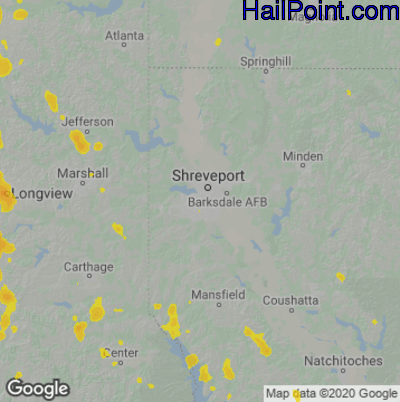 Hail Map for Shreveport, LA Region on May 24, 2020