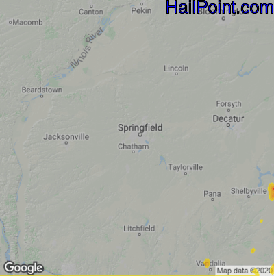Hail Map for Springfield, IL Region on May 24, 2020