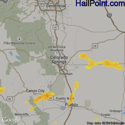 Hail Map for Colorado Springs, CO Region on May 24, 2020 