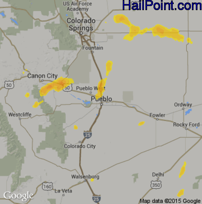 Hail Map for Pueblo, CO Region on May 24, 2020