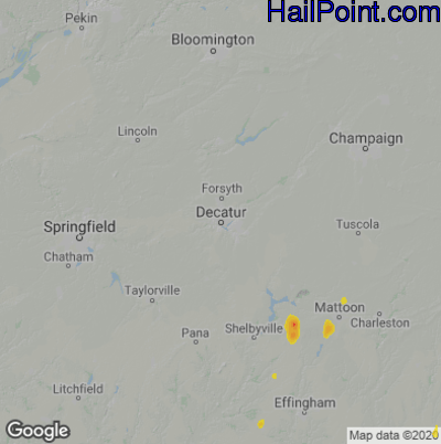 Hail Map for Decatur, IL Region on May 24, 2020