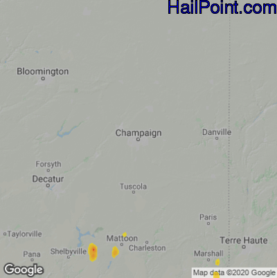 Hail Map for Champaign, IL Region on May 24, 2020