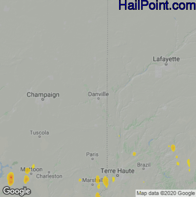 Hail Map for Danville, IL Region on May 24, 2020