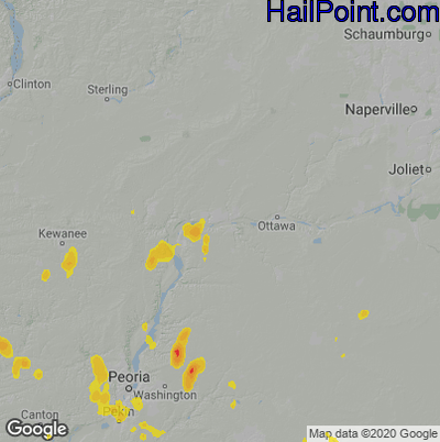 Hail Map for Peru, IL Region on May 25, 2020 