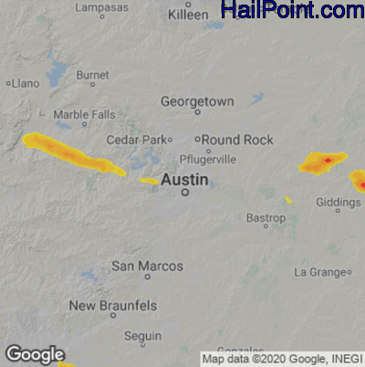 Hail Map for Austin, TX Region on May 26, 2020