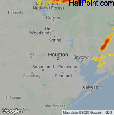 Hail Map for Houston, TX Region on May 26, 2020