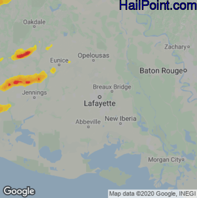Hail Map for Lafayette, LA Region on May 26, 2020