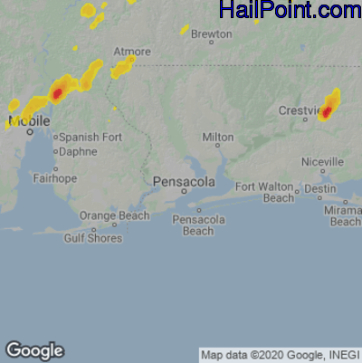 Hail Map for Pensacola, FL Region on May 27, 2020