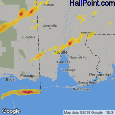 Hail Map for Mobile, AL Region on May 27, 2020