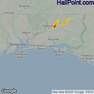 Hail Map for Fort Walton Beach, FL Region on May 27, 2020