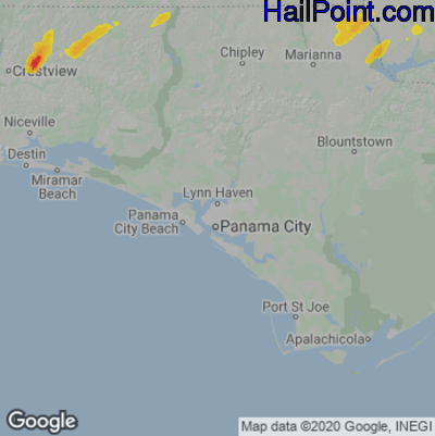 Hail Map for Panama City, FL Region on May 27, 2020