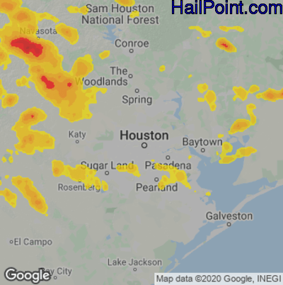 Hail Map for Houston, TX Region on May 27, 2020 