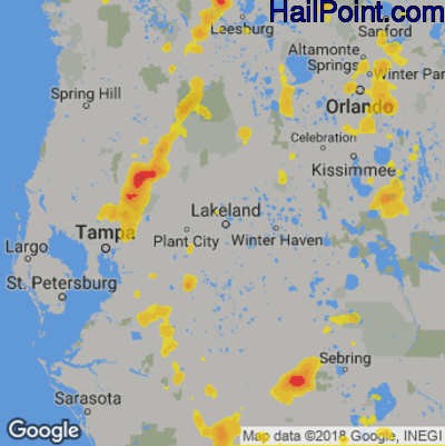 Hail Map for Lakeland, FL Region on May 28, 2020 