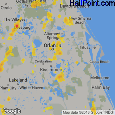 Hail Map for Orlando, FL Region on May 28, 2020