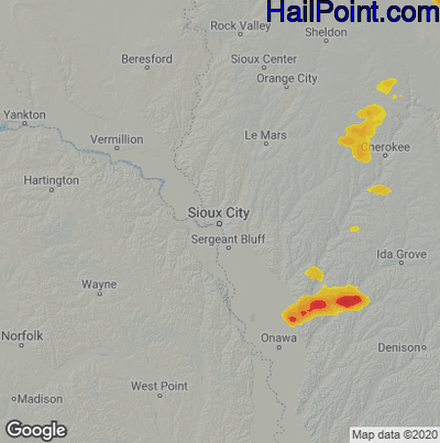 Hail Map for Sioux City, IA Region on June 3, 2020