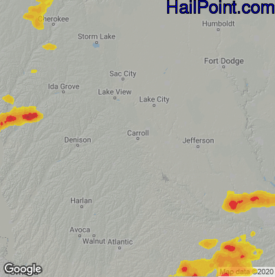 Hail Map for Carroll, IA Region on June 3, 2020