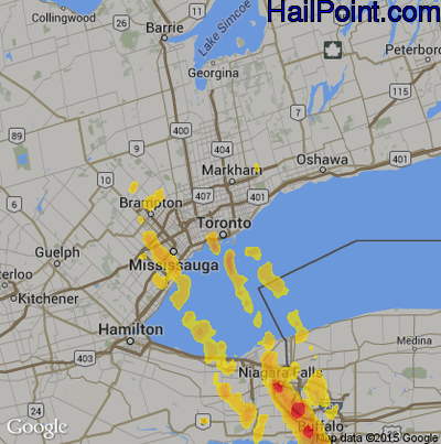 Hail Map for Toronto, Can Region on June 3, 2020