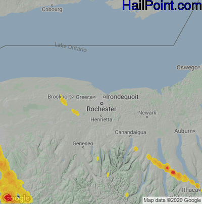 Hail Map for Rochester, NY Region on June 3, 2020