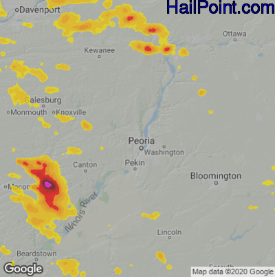 Hail Map for Peoria, IL Region on June 3, 2020