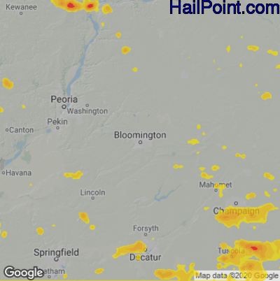 Hail Map for Bloomington, IL Region on June 3, 2020