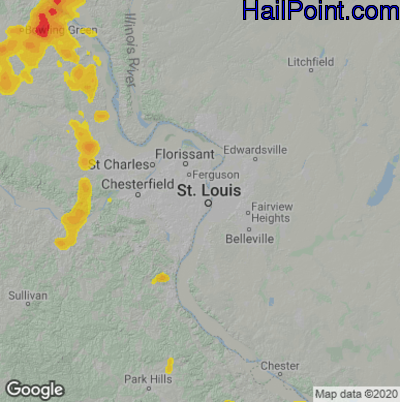 Hail Map for St. Louis, MO Region on June 3, 2020
