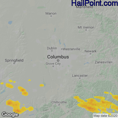 Hail Map for Columbus, OH Region on June 3, 2020
