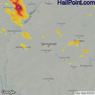Hail Map for Springfield, IL Region on June 4, 2020