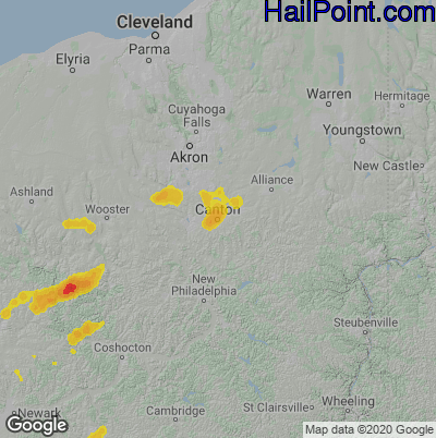 Hail Map for Canton, OH Region on June 4, 2020