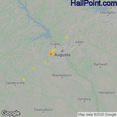Hail Map for Augusta, GA Region on June 4, 2020