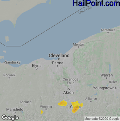 Hail Map for Cleveland, OH Region on June 4, 2020